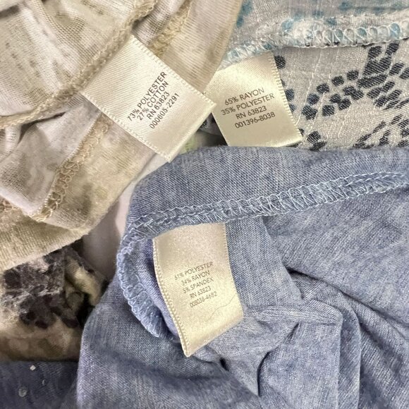 Set Of 3 CJ Banks Womens Short Sleeve Tops 2X Blue & Beige With Sparkle & Print - Picture 16 of 16